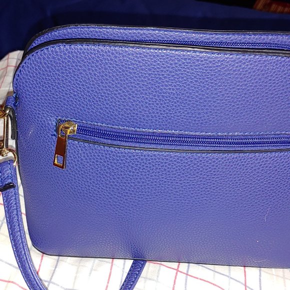 Crossbody Adjustable Purse  w/ Removable Strap  3 compartments   Blue - Picture 3 of 10
